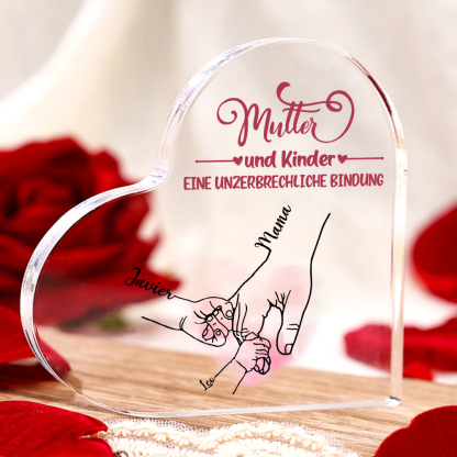 Personalisierte 2 Namen Herz Acryl-Deko - Mutter und Kinder eine Unzerbrechliche Bindung - Schreibtischdekoration für Mutter
