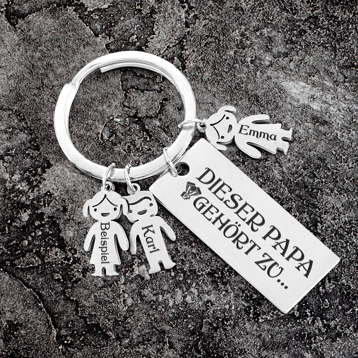 Personalisierter 3 Kinder Namen Schlüsselanhänger- Lieber Papa-Geschenk mit Nachrichtenkarte