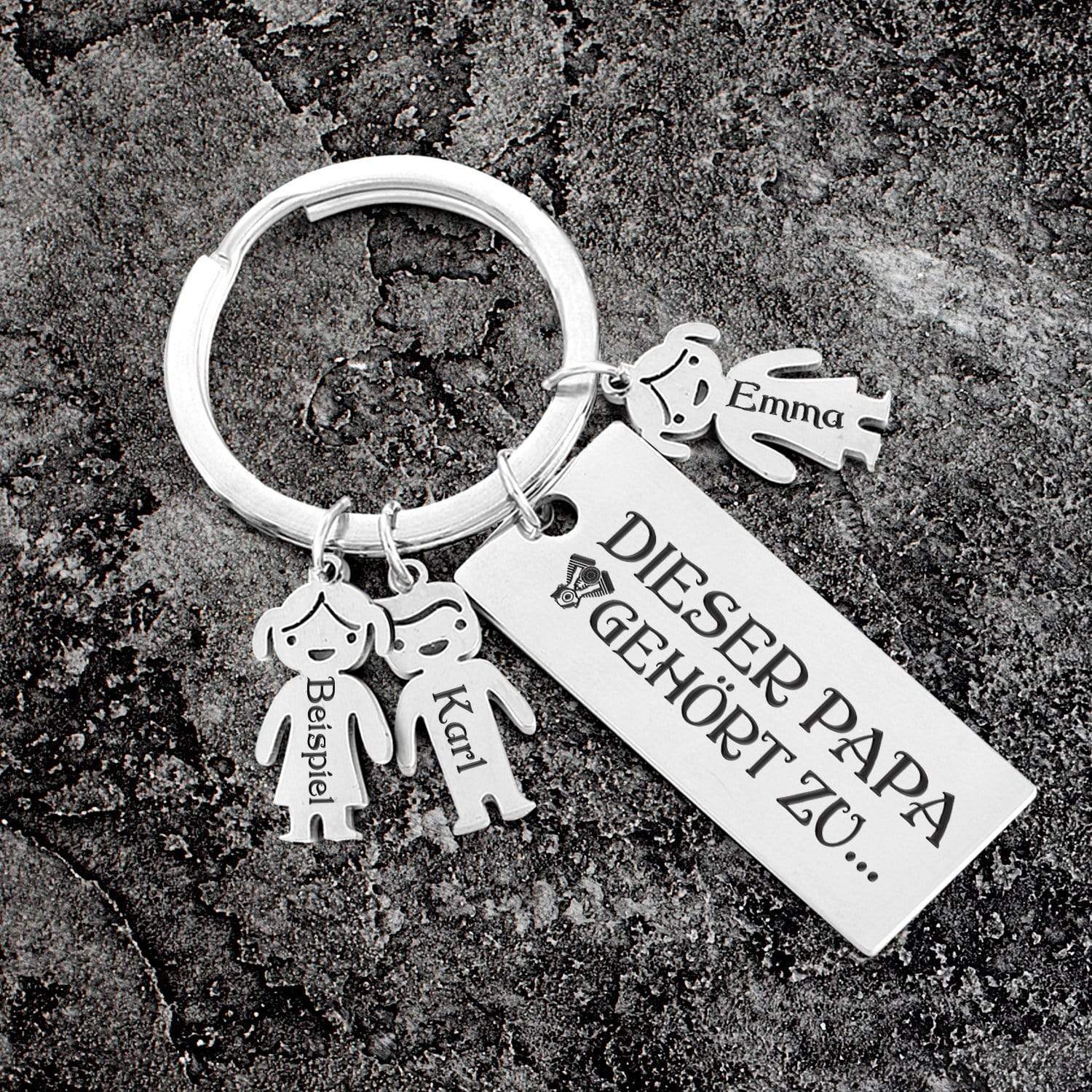 Personalisierter 3 Kinder Namen Schlüsselanhänger- Lieber Papa-Geschenk mit Nachrichtenkarte