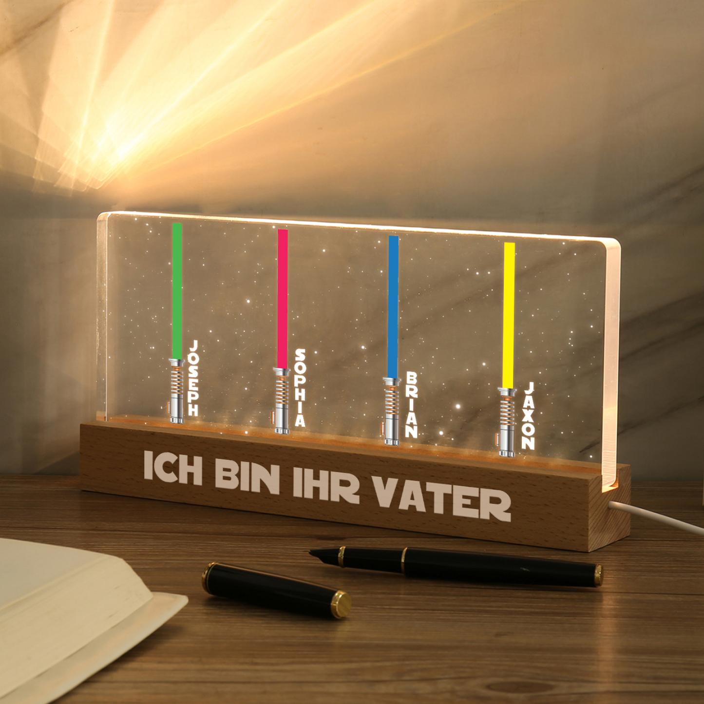 Personalisierbare 4 Namen & Text Krieg der Sterne Acryl Nachtlicht - für Familie