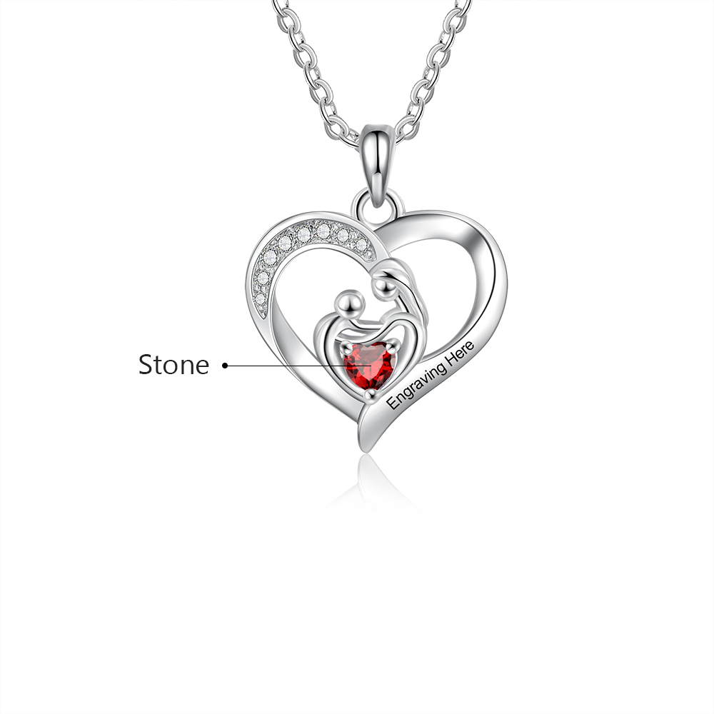 Personalisierte Halskette mit 1 text und 1 Geburtsstein