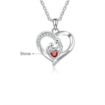 Personalisierte Halskette mit 1 text und 1 Geburtsstein