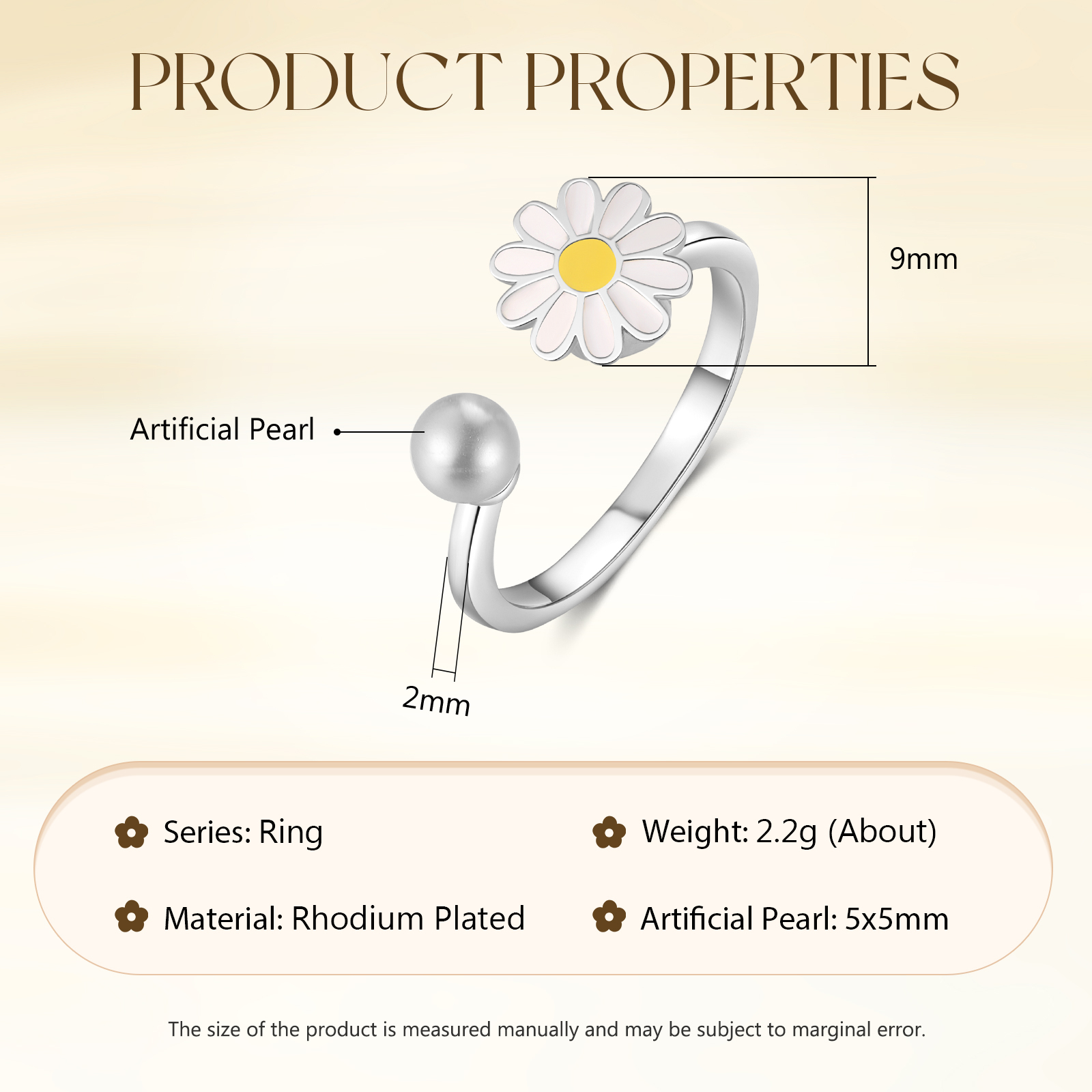Gänseblümchen Offener Ring- An Meine Tochter- Geschenk mit Nachrichtenkarte