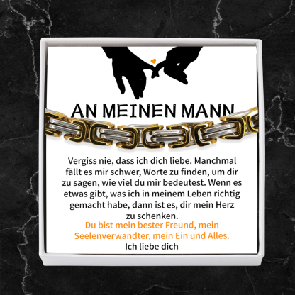 Herren Edelstahl Armband- An Meinen Mann Vergiss nie, dass ich dich liebe-Geschenk mit Nachrichtenkarte