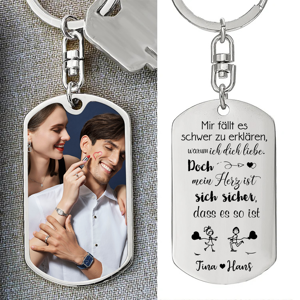 Personalisierbares Foto & Text Paar Schlüsselanhänger-Doch mein Herz ist sich sicher, dass es so ist-Geschenk für Paare