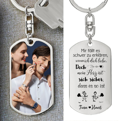 Personalisierbares Foto & Text Paar Schlüsselanhänger-Doch mein Herz ist sich sicher, dass es so ist-Geschenk für Paare