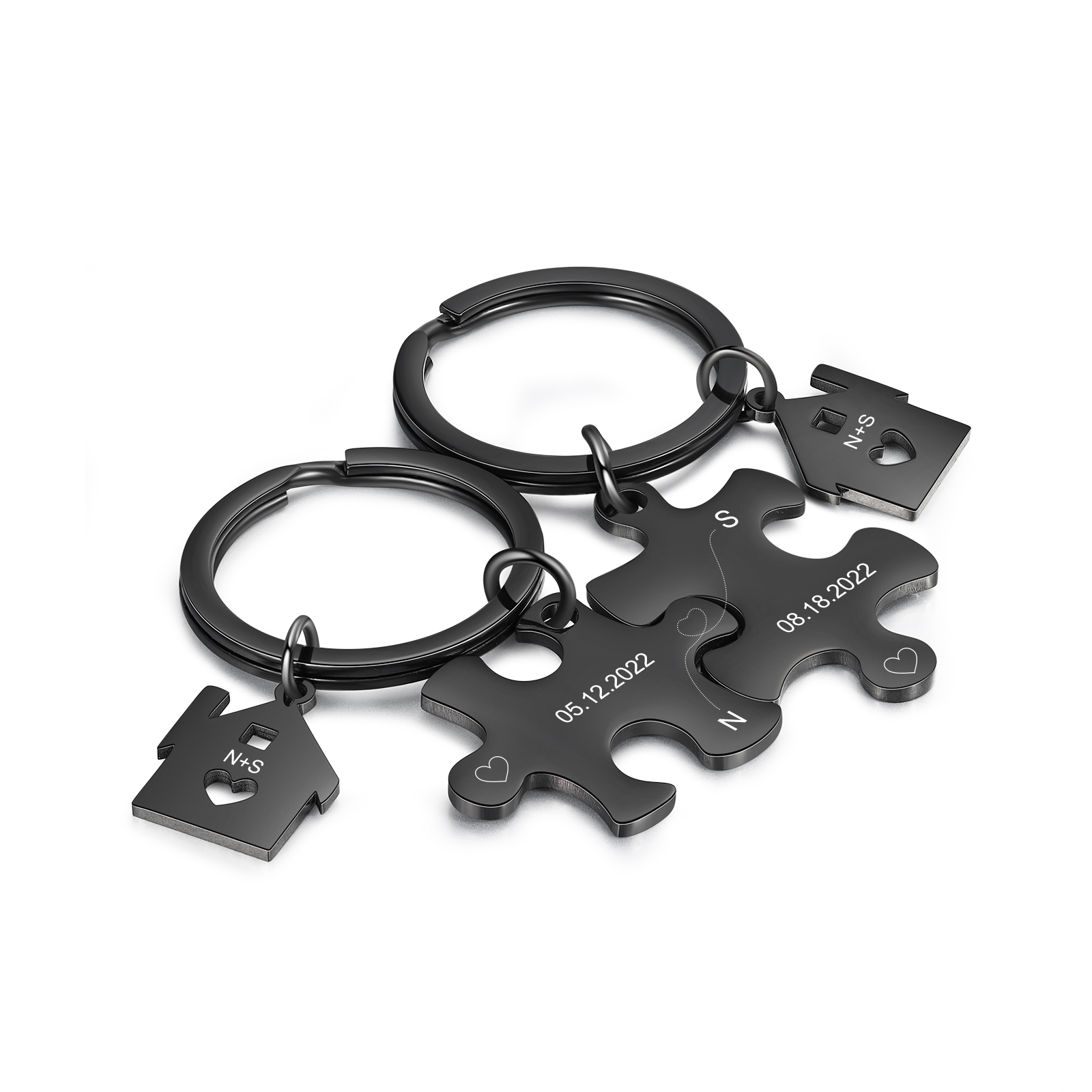 Personalisierte 2 Buchstaben & Datum Puzzle Metall Schlüsselanhänger