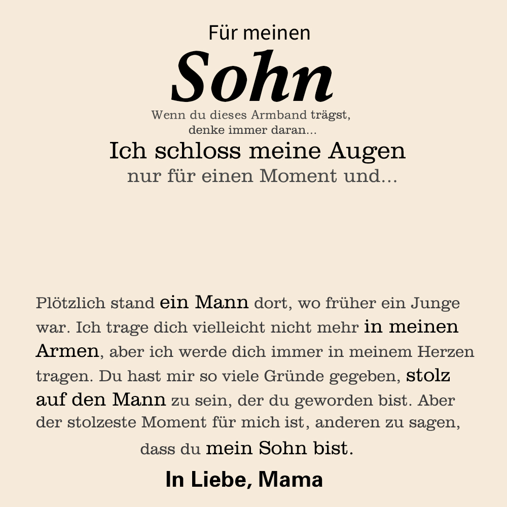 Herren Armband- An Meinen Sohn-Geschenk mit Nachrichtenkarte