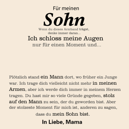 Herren Kubanisches Armband- Für meinen Sohn-Geschenk mit Nachrichtenkarte