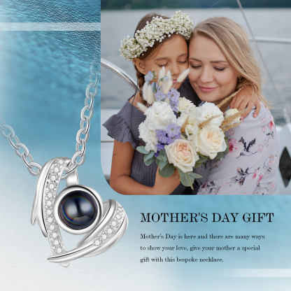 Personalisierte Foto Herz Flüge Projektion Halskette