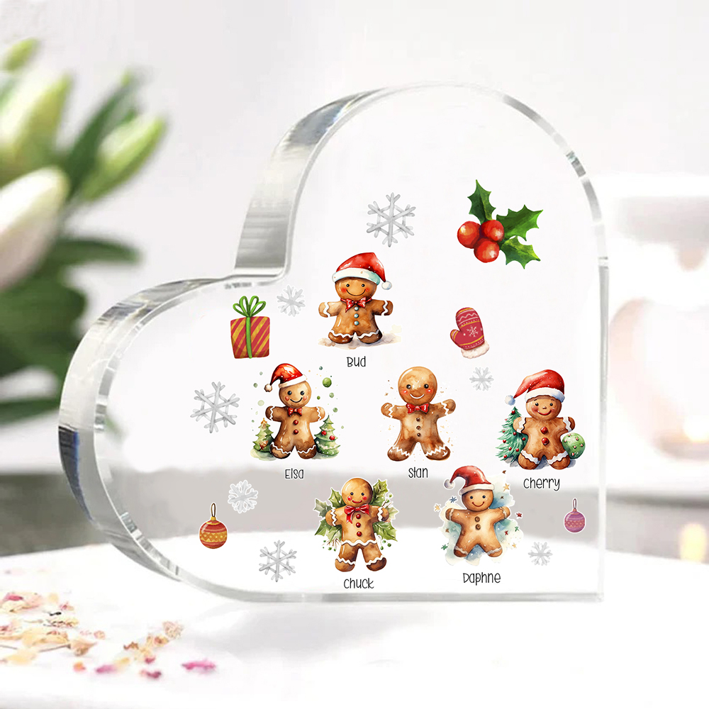 Personalisierte 6 Namen Lebkuchenmann Familie Weihnachten Acryl-Deko-Schreibtischdekoration