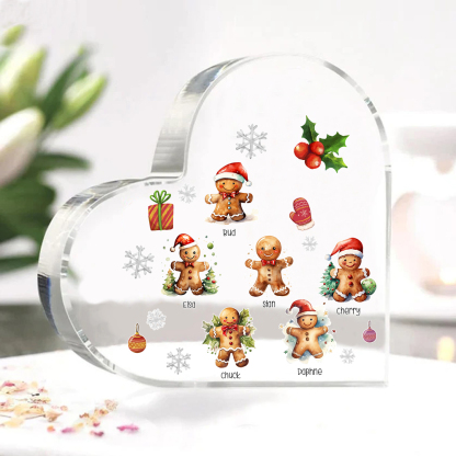 Personalisierte 6 Namen Lebkuchenmann Familie Weihnachten Acryl-Deko-Schreibtischdekoration