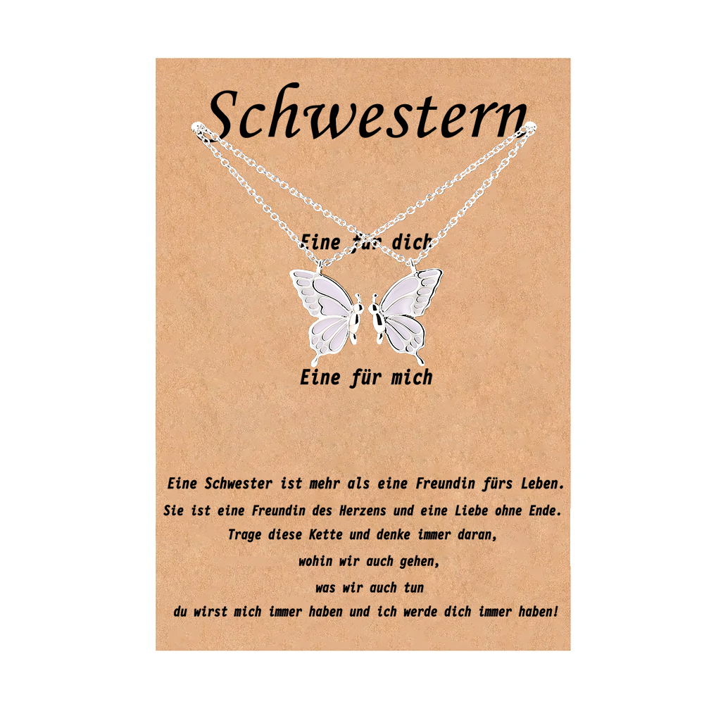 Schmetterling Halsketten Set-Schwester ist eine Freundin des Herzens und eine Liebe ohne Ende-Geschenk mit Nachrichtenkarte