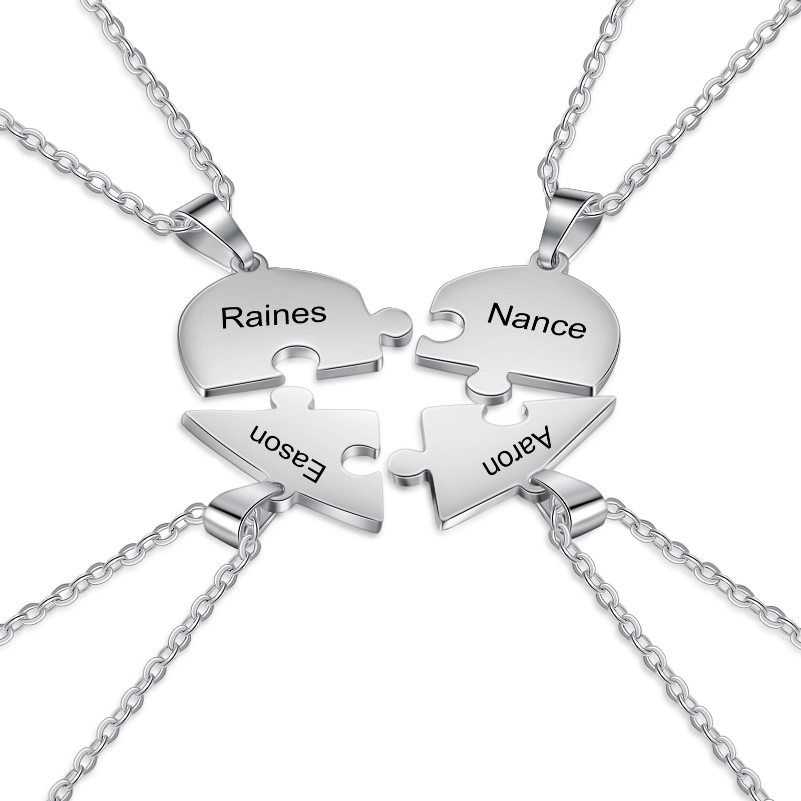 Personalisierte 2-8 Namen Stücke Herz Puzzle Halskette-Freundschaftsketten
