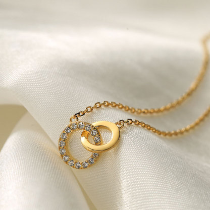 Kettenmachen S925 Silber Verschlungene Kreise Halskette - An Meine Schwester-Geschenk mit Nachrichtenkarte 38.99