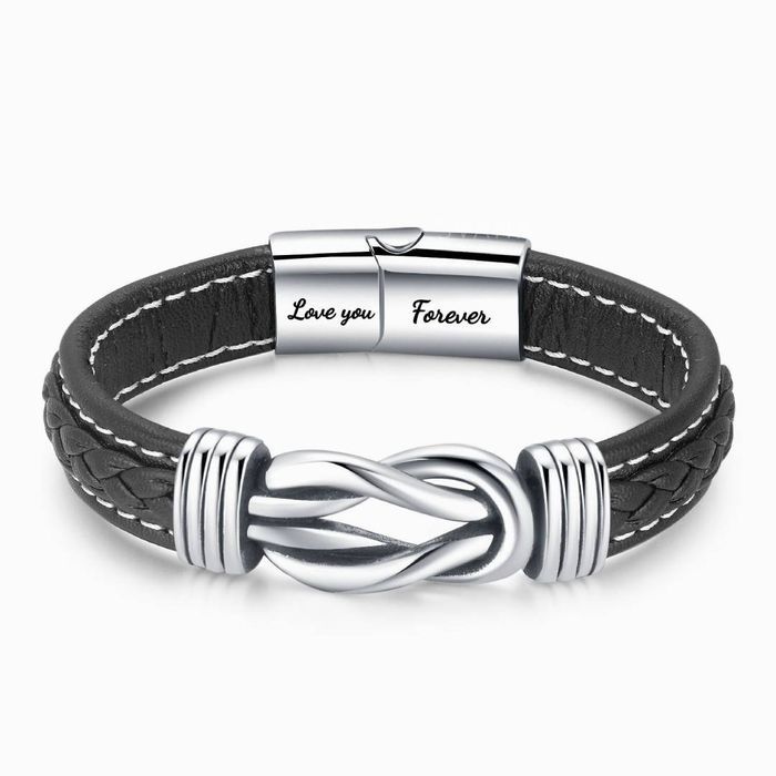 Herren Leder Seemansknoten Armband- An Meinen Mann Ich liebe dich, für immer und ewig-Geschenk mit Nachrichtenkarte