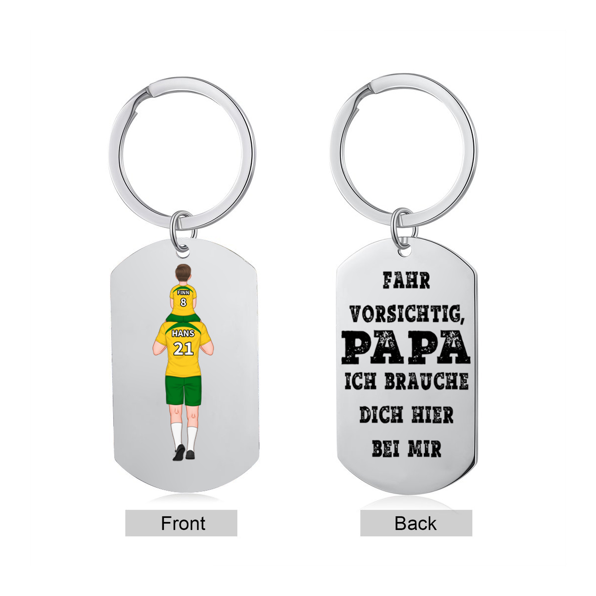 Personalisierbarer 2-4 Namen Schlüsselanhänger-Fahr vorsichtig, Papa-Geschenk für Vater