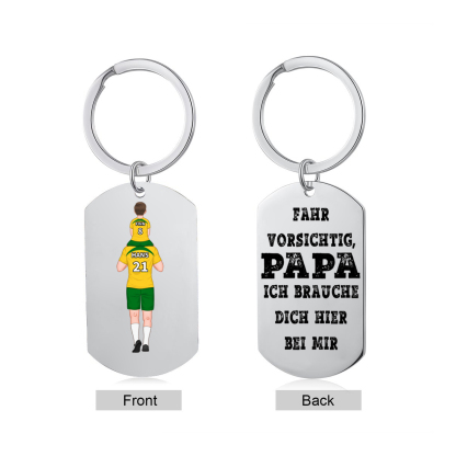 Personalisierbarer 2-4 Namen Schlüsselanhänger-Fahr vorsichtig, Papa-Geschenk für Vater