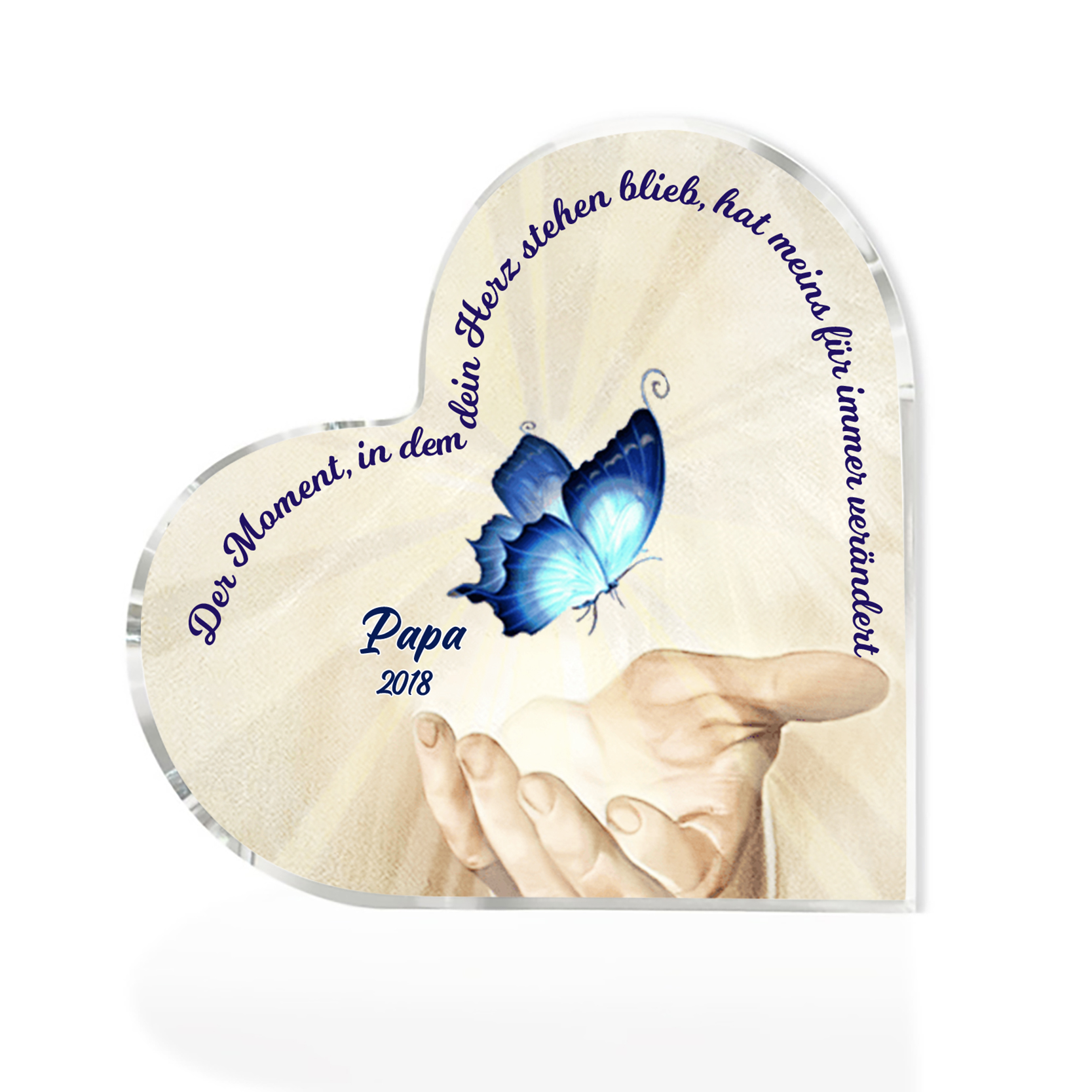 Personalisierte 1 Name & Jahr Blau Schmetterling Acryl-Deko-Trauer Schreibtischdekoration