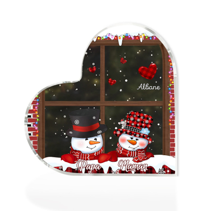 Personalisierte 3 Namen Schneemann Familie Weihnachten Acryl-Deko-Schreibtischdekoration