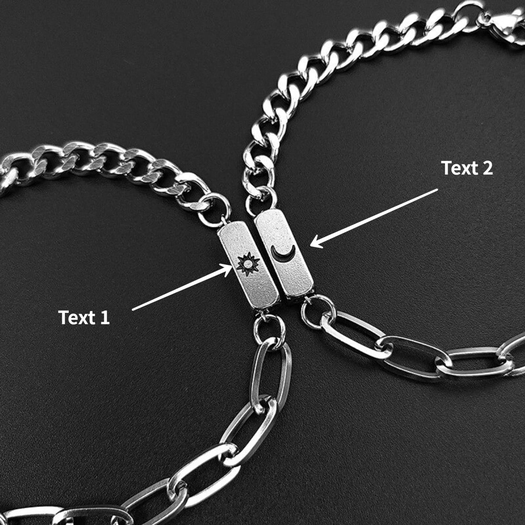 Personalisierte Text Paar Kubanische Armbänder Set