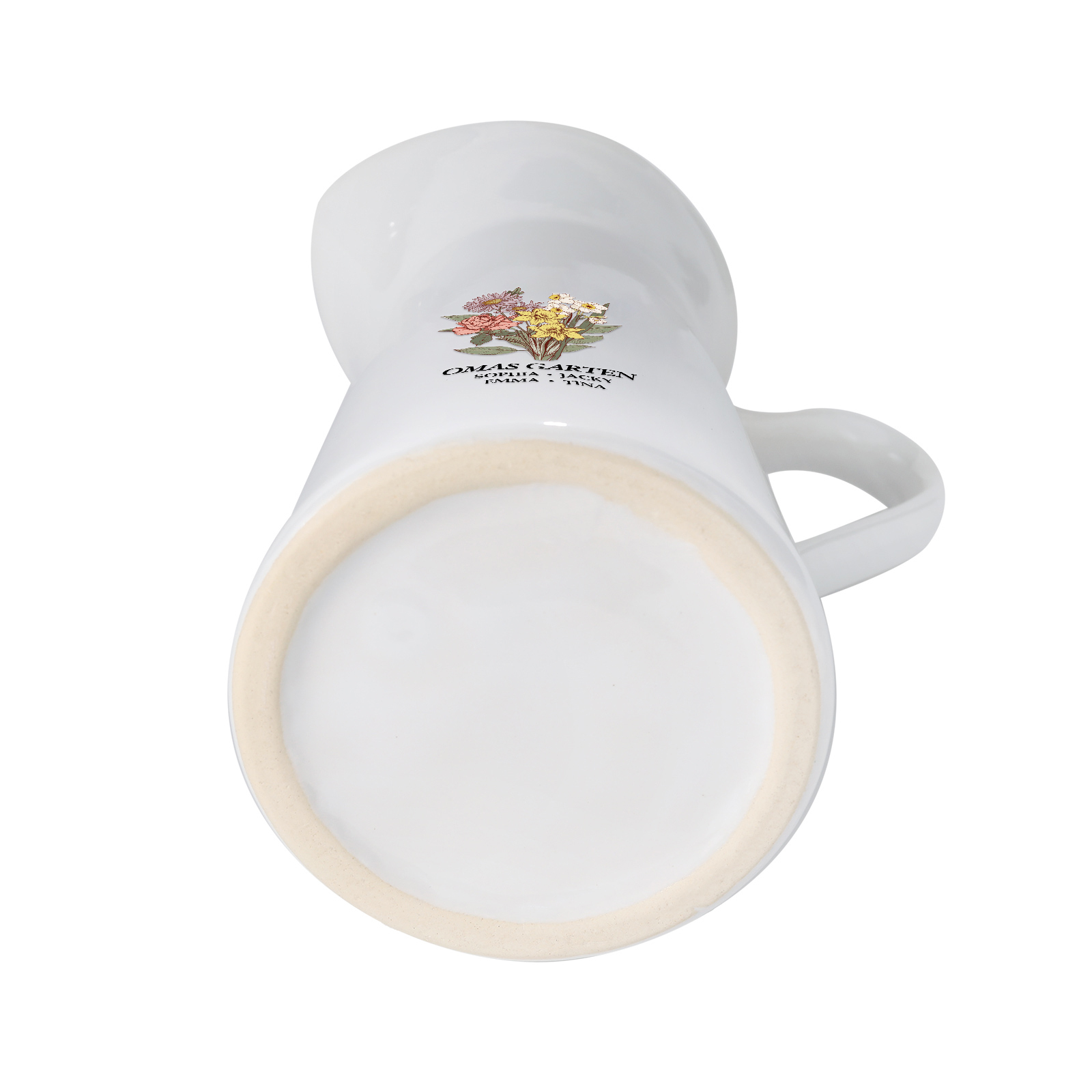 Personalisierte 4 Namen & Geburtsblumen & Text Gießvase mit Henkel Familie Vase