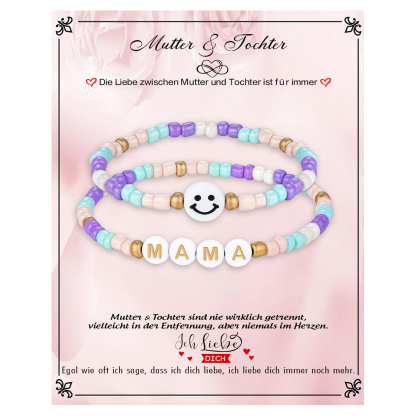 Acryl Smiley-Gesicht Kinder Armbänder Set-Mutter & Tochter Die Liebe zwischen Mutter und Tochter ist für immer-Geschenk mit Nachrichtenkarte