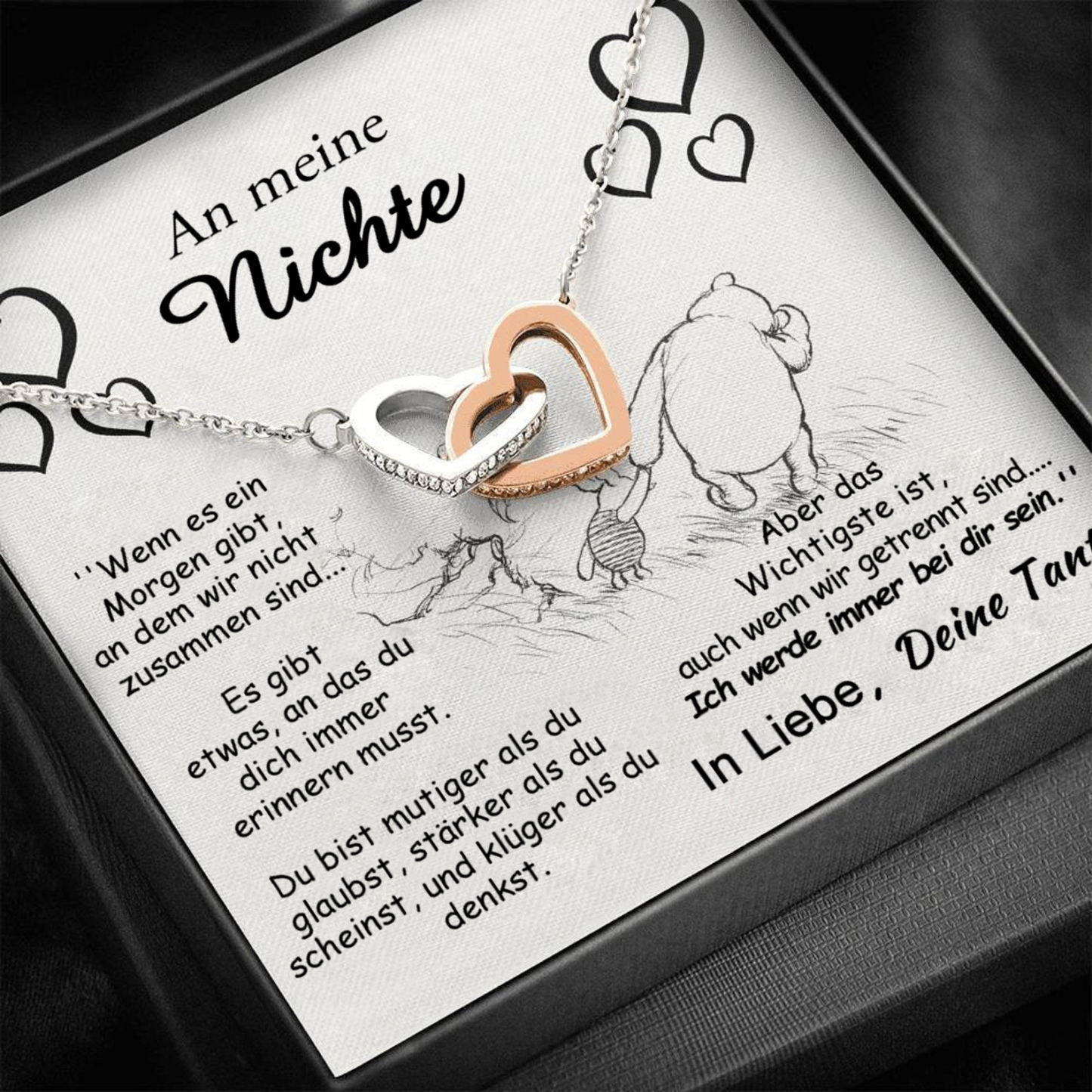 S925 Sterling Silber Halskette - An Meine Nichte von Tante - Geschenk mit Nachrichtenkarte