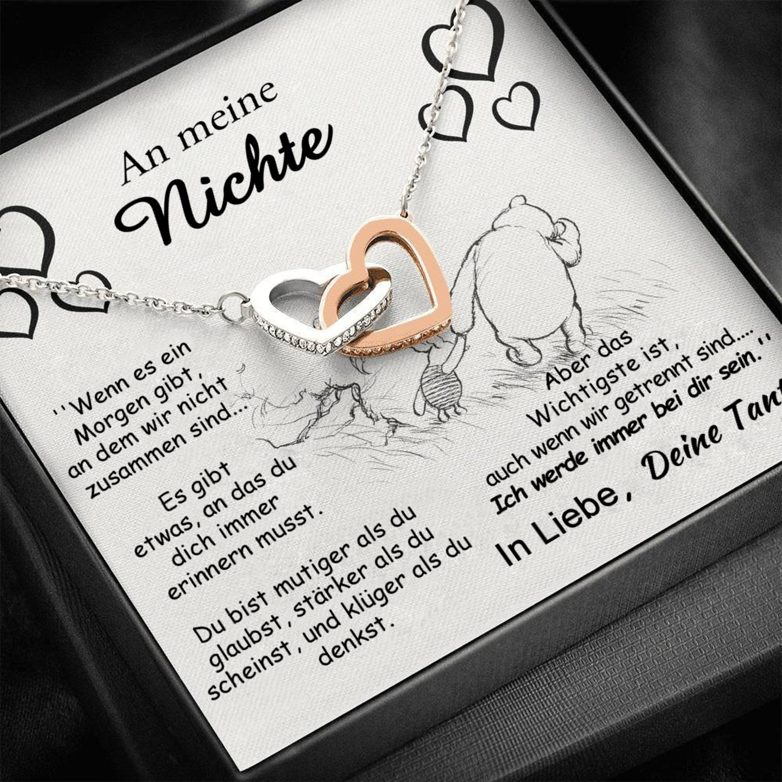 S925 Sterling Silber Halskette - An Meine Nichte von Tante - Geschenk mit Nachrichtenkarte