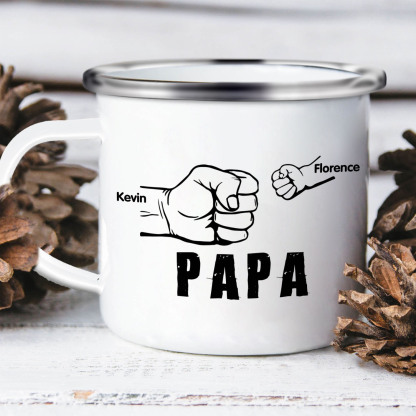 Emaille Tasse-Personalisierte 2 Namen Papa Faust Emaille Becher