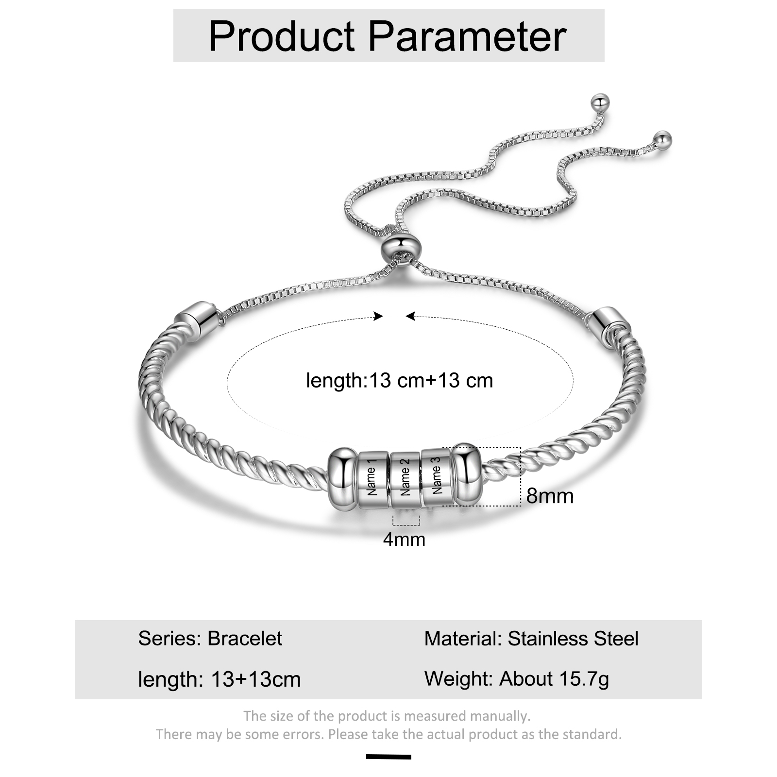 Personalisierte 3 Namen gebundenes Namensarmband
