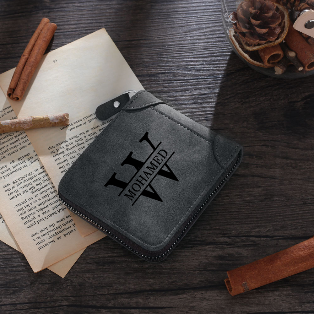 Personalisierte Zip-Geldbörse PU-Leder Fotogravur für Papa——“Das beste Geschenk zum Vatertag”