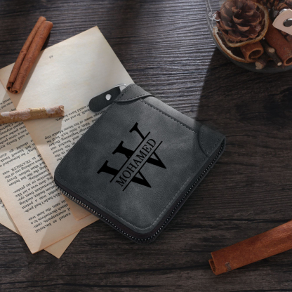 Personalisierte Zip-Geldbörse PU-Leder Fotogravur für Papa——“Das beste Geschenk zum Vatertag”