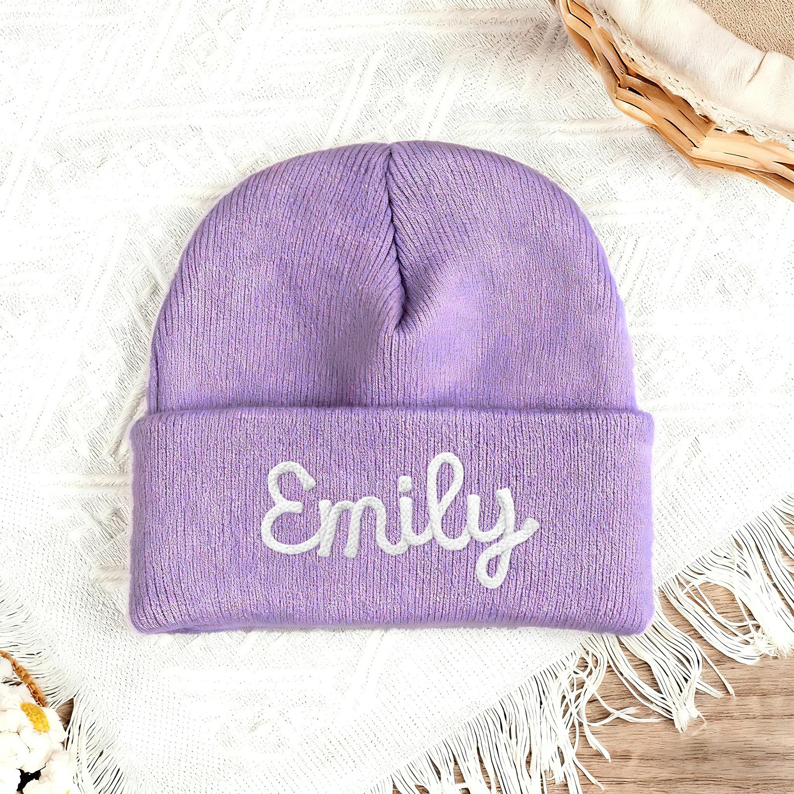 Personalisierte Namens-Beanie-Mütze für Babys, Kinder und Kleinkinder – handgefertigt, bestickt, kuschelig gestrickt