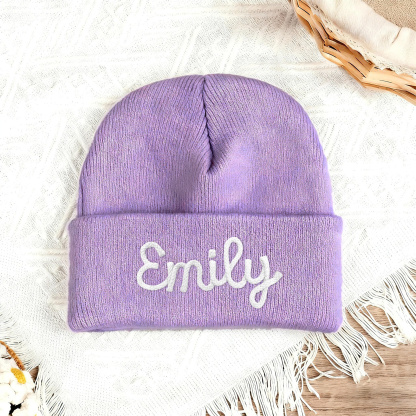 Personalisierte Namens-Beanie-Mütze für Babys, Kinder und Kleinkinder – handgefertigt, bestickt, kuschelig gestrickt