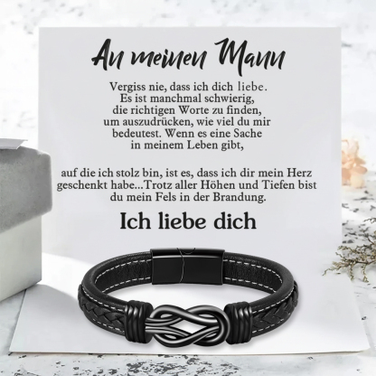 Geflochtenes Herren-Lederarmband mit Gravur und Foto – Geschenk mit Nachrichtenkarte für Mann