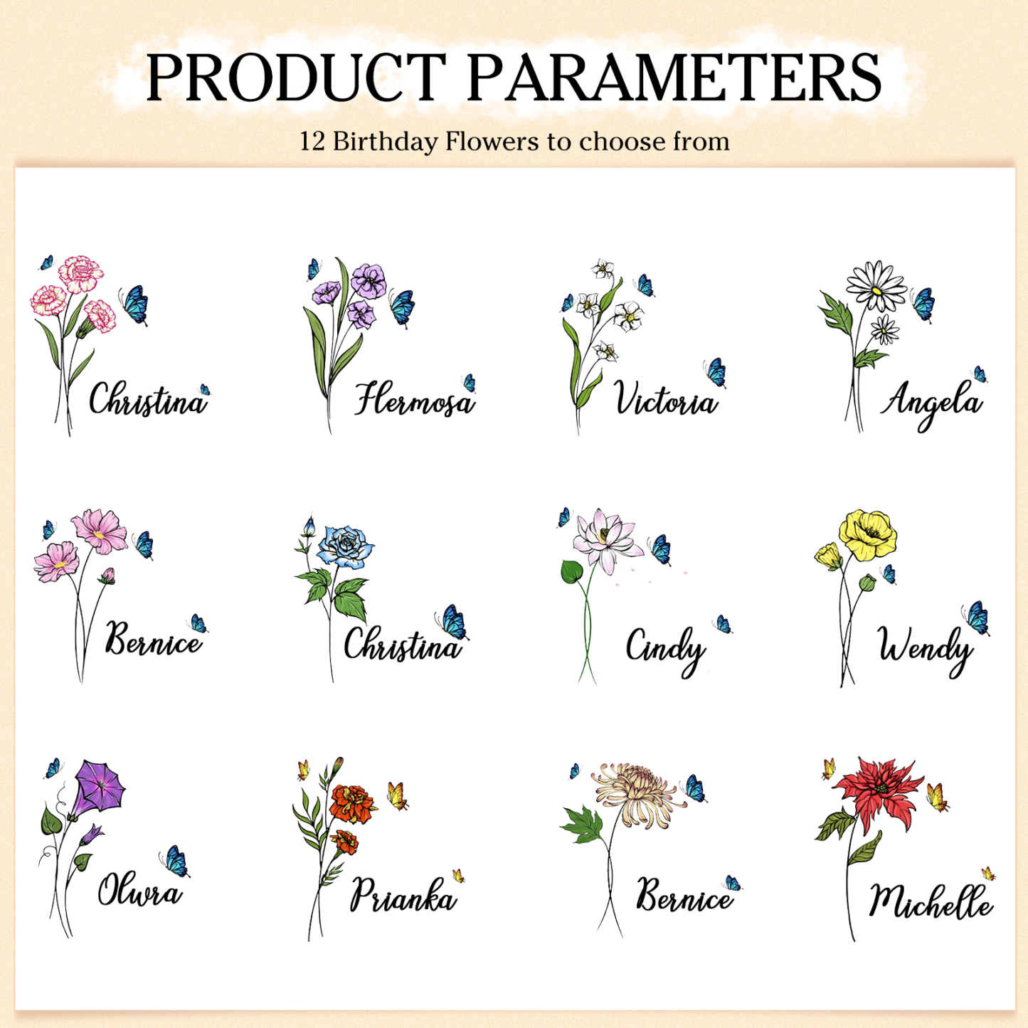 Personalisierter 1 Name & Geburtsblume & Foto Geldbörse & 2 Namen & Foto Schlüsselanhänger Geschenkpackung Geschenkset mit Karte für Frau Freundin