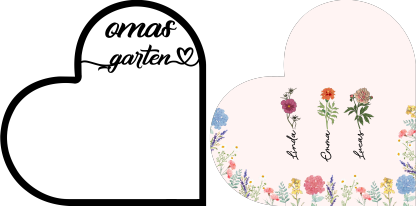 Herz Holzbild-Personalisierte 1-7 Namen & Geburtsblumen -Omas Garten-Geschenk zum Muttertag für Mama/Oma