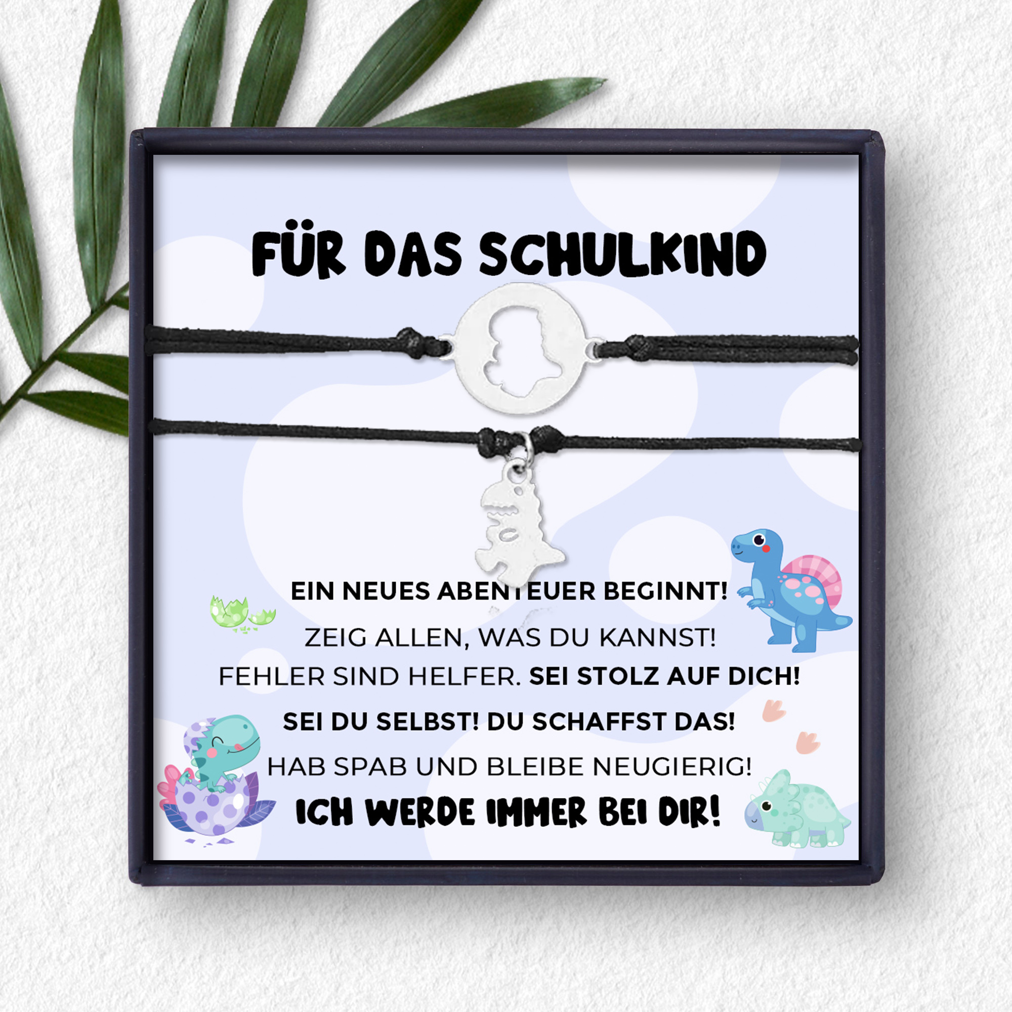 Dino Armbänder Set mit 2 Ketten-Für das Schulkind Ich werde immer bei dir- Schulanfang Geschenk
