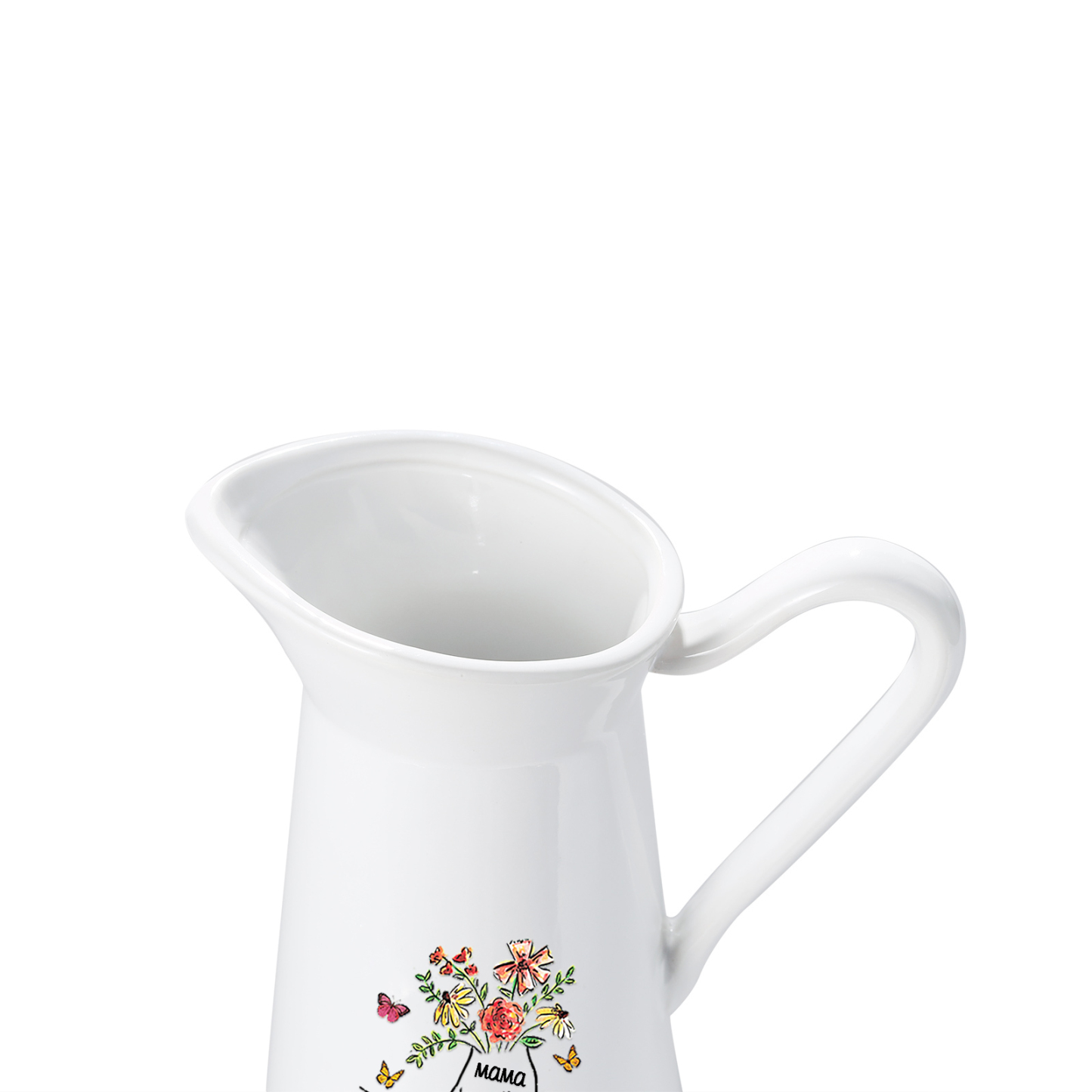 Personalisierte 8 Namen & Text Blumen Hand Gießvase mit Henkel Familie Vase