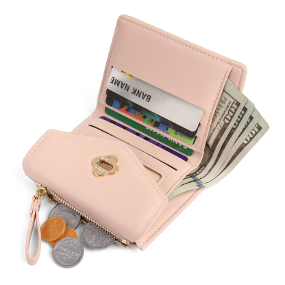 Damen Personalisierter Text & Foto PU Leder Klapp-Portemonnaie Geldbörse mit Reißverschluss