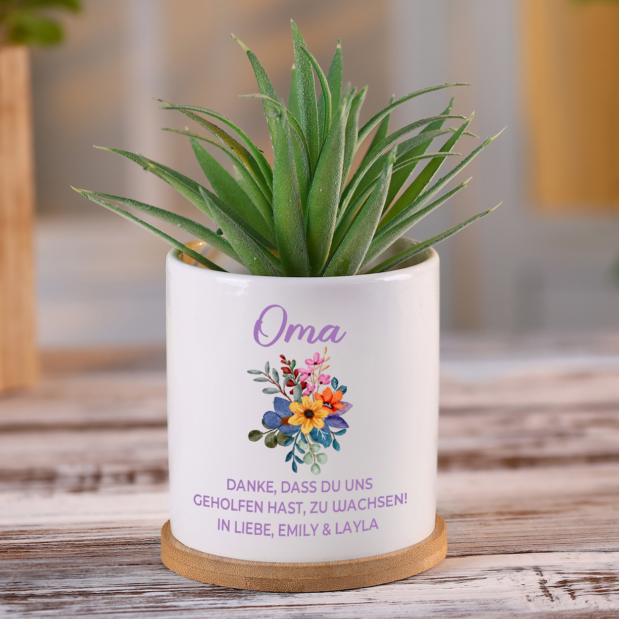 Personalisierbarerer 1 Name & Text Blumentopf - Danke dass du uns geholfen hast zu wachsen - Dankbarkeit Geschenk