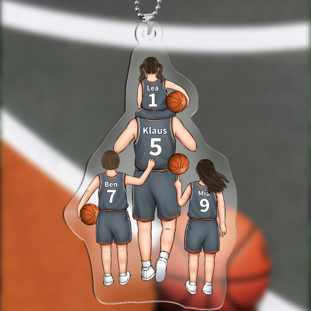 Personalisierbare 2-5 Namen Basketballteam Acryl Ornament/Schlüsselanhänger mit Schlüsselring