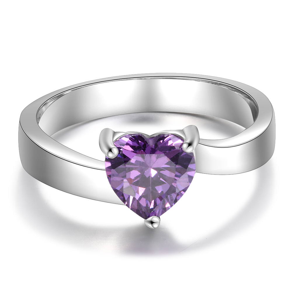 925 Sterling Silber Ring mit 2 Namen und 1 Geburtsstein mit Gravuren