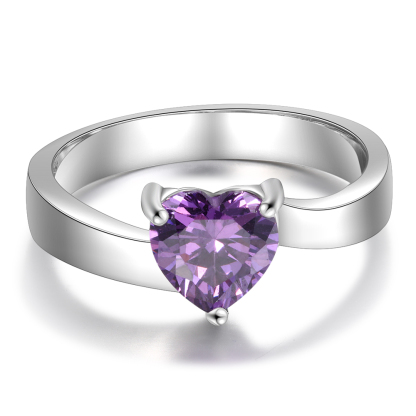 925 Sterling Silber Ring mit 2 Namen und 1 Geburtsstein mit Gravuren