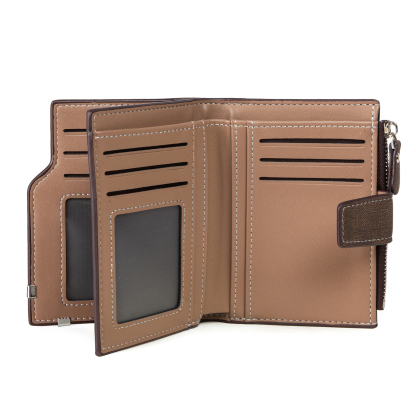 Herren Personalisierte Foto & Name & 2 Buchstaben PU Leder Braun Geldbörse mit Reißverschluss