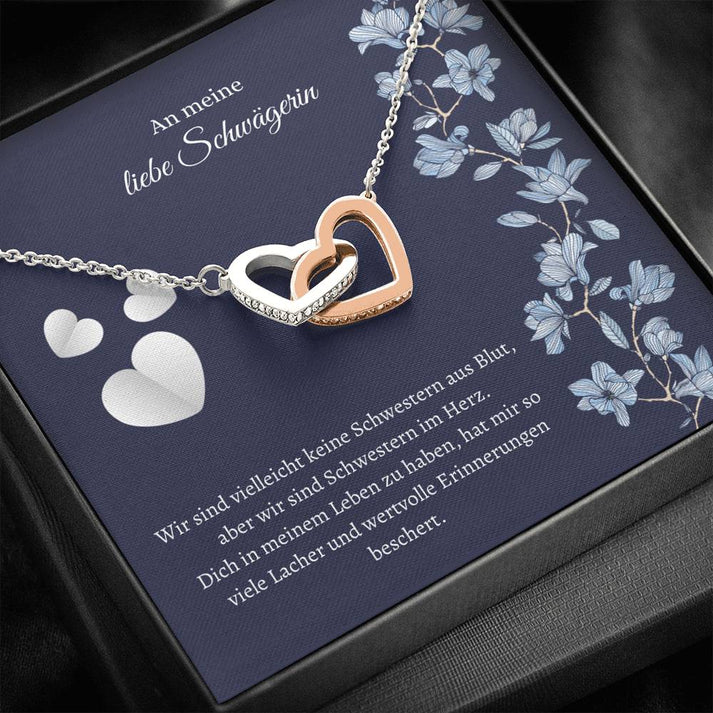 925 Sterling Silber Herz Halskette-An meine liebe Schwägerin Wir sind Schwestern im Herz-Geschenk mit Nachrichtenkarte