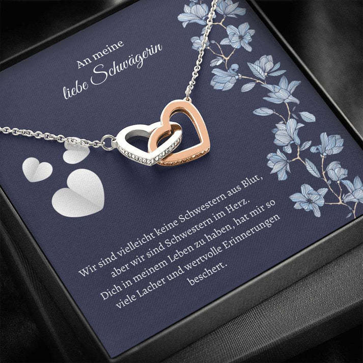 925 Sterling Silber Herz Halskette-An meine liebe Schwägerin Wir sind Schwestern im Herz-Geschenk mit Nachrichtenkarte