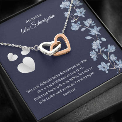 925 Sterling Silber Herz Halskette-An meine liebe Schwägerin Wir sind Schwestern im Herz-Geschenk mit Nachrichtenkarte