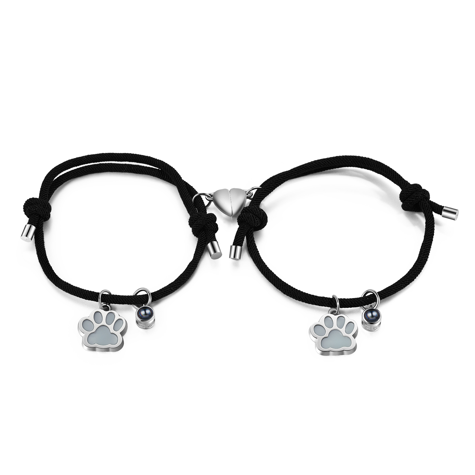 Personalisiertes Foto Projektion Magnet Fluoreszenz Hundepfote Paar Armbänder
